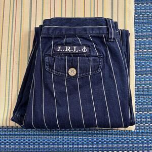 Lauren Jeans Co Ralph Lauren Jeans Womens 8 Blue Pinstripe Wide Leg Nautical LRL